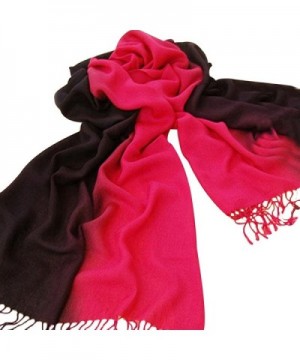 Gotoole Winter Women Gradient Color Soft Pashmina Warm Neck Wrap Tassel Scarf - Red Black - CT12OBMHECU