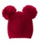 Knit Beanie Hat with 2 Big Pom Pom Ears JM6086 - Burgundy - C812O4NOKHN