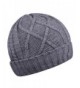 Cotton Skull Cap Slouch Hat Thick Knit Winter Ski Caps Beanie Hats for Women And Men - Grey - CL187EEUYNG