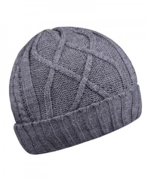 Cotton Skull Cap Slouch Hat Thick Knit Winter Ski Caps Beanie Hats for Women And Men - Grey - CL187EEUYNG