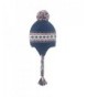 Ofoot Adult-Child Knitted Color Yarn Cap with Ear Cover - POM POM Hat - Navy - CO186543HG2