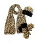 Leopard Print Fleece 3-Piece Hat Scarf & Gloves Matching Winter Set - CB187CZT2UO