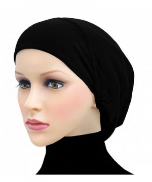 Middle Eastern Mall Cotton Beanie Snood Large Hijab Chemo Cap - Black - CS180Q793SN