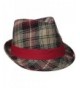 Henschel Men's Wool Blend Plaid Fedora With Solid Band and Loop - Red - CW12H9AJSPR