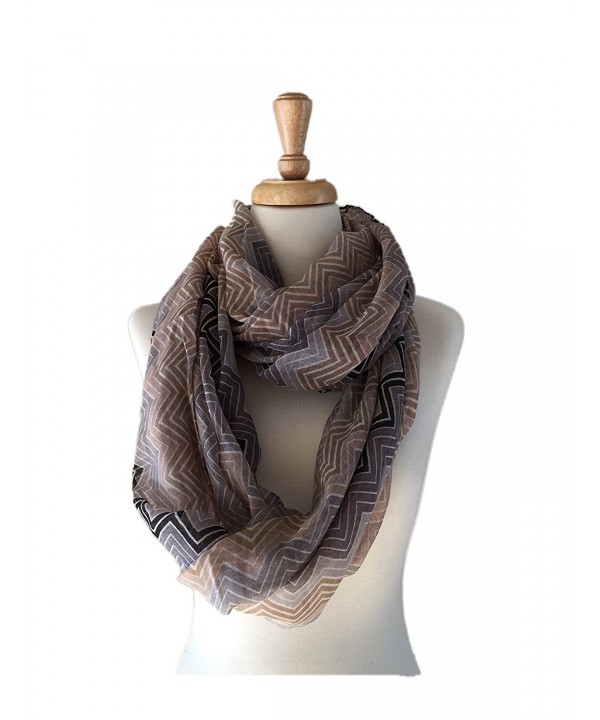 Women's Lightweight Infinity Scarf with Zig Zag Pattern - C0188DQZDCR