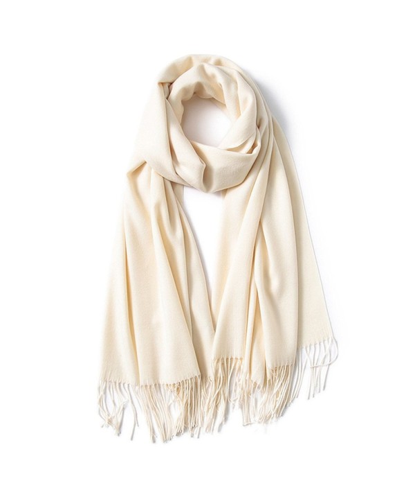 Kinikiss Women's Winter Scarf Soft Warm Long Ladies Wrap Shawl In Solid Color - Beige - CM187ILSK43