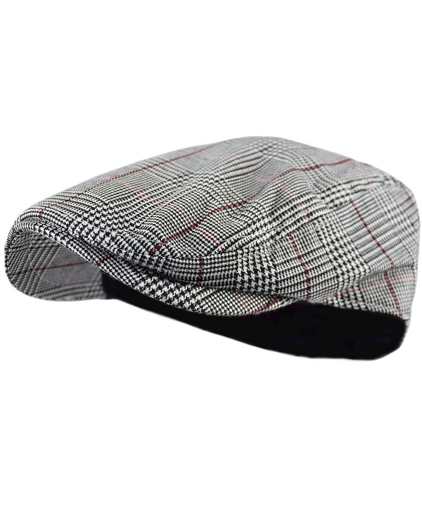 Men's Classic Herringbone Tweed Wool Blend Newsboy Ivy Hat (Large/X-Large- Paisley Gray) - CF186GZ93UL