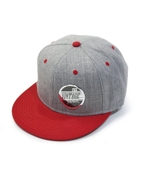 Premium Heather Wool Blend Flat Bill Adjustable Snapback Hats Baseball Caps - Red/Heather Gray - C3126IN1YD1