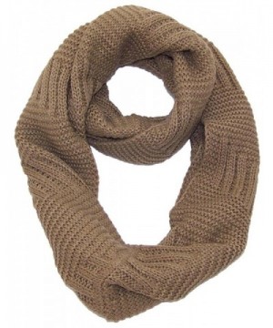 Best Winter Hats Solid Color Garter&Broken Rib Stitch Knit Infinity Scarf (One Size) - Brown - CZ11QDRQTMJ