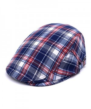 RICHTOER newsboy Cap Beret Men Women Flat Caps Summer Cotton Plaid Hat Outdoors - Blue - CV1870KM6AK