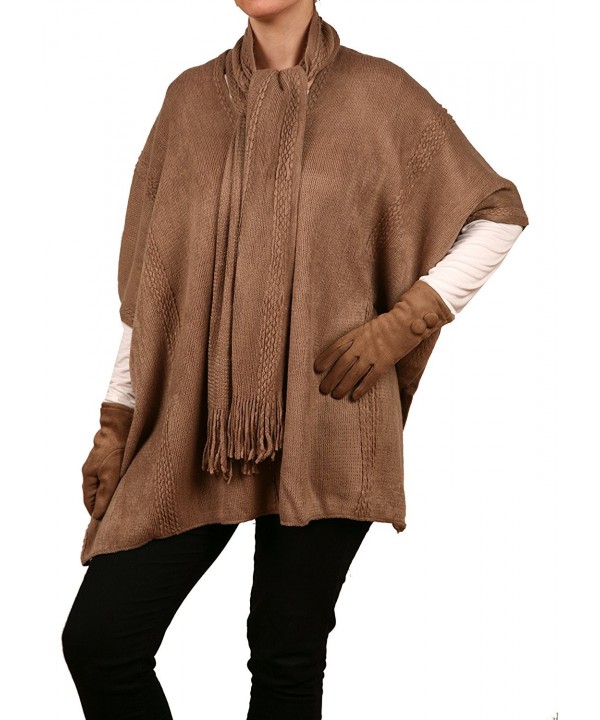 Love Lakeside Winter Knit Soft Cozy Ponchos- Capes - Beige Scarf - C11884T7CQG