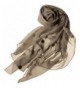 LL Sequin Scarf for Women Long Skinny Scarf Beaded Tassels Soft Gauzy Chiffon - Light Brown - CG11896M8YP