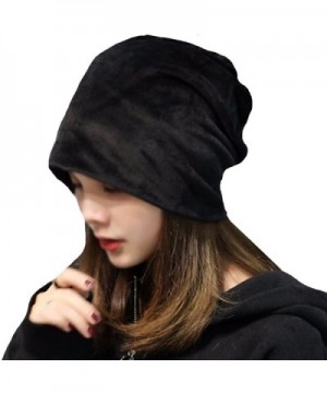 YAOSEN Warm Winter Skull Cap Solid Color Velvet Hat Slouchy Beanie Cap - Black - CY186WQZML5