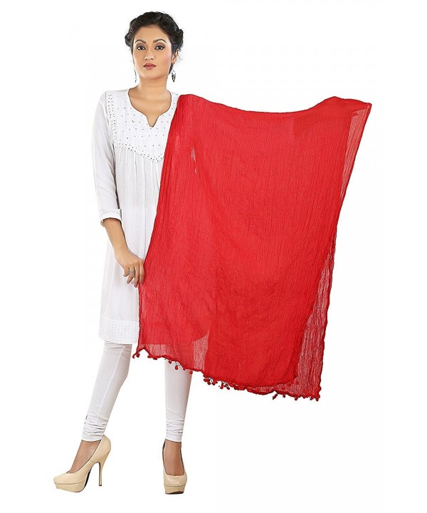 Dancing Girl Ethnic Cotton Dupatta Scarf Chunni for Women - Red - CP183GX5CLA