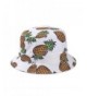 Girls Ladies Headwear Pineapple pattern Wide Rim Flat top fishing Bucket Hat Sun Hat - White - CR17YT2577K