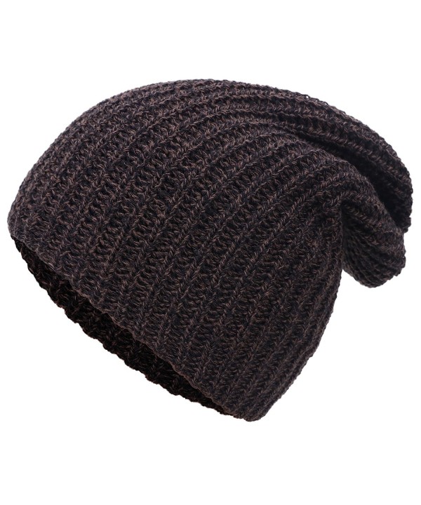 Simplicity Men / Women's Thick Stretchy Knit Slouchy Skull Cap Beanie - Brown - C112MYKM8QG