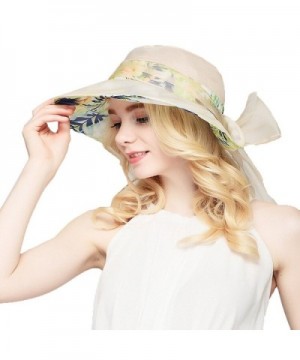 Maitose Women's Wide Brim Mulberry Silk Sun Protection Hat - Beige - CG11AZ6GMO3