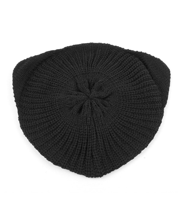 Women's Winter Knit Cat Ear Flap Beret 339HB - Black - CV12O2549O3