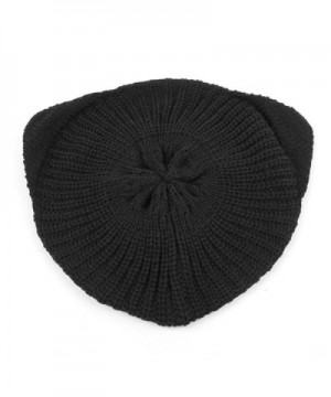 Women's Winter Knit Cat Ear Flap Beret 339HB - Black - CV12O2549O3