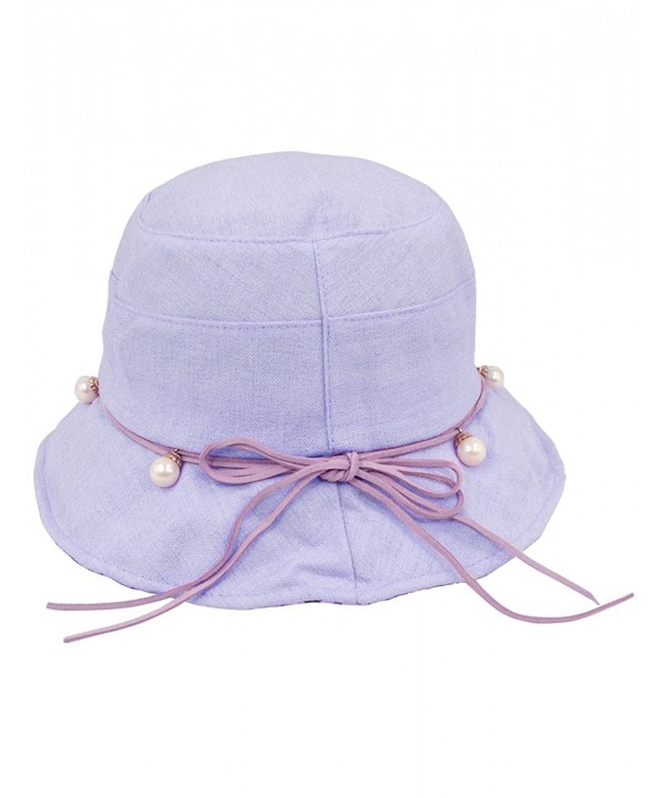 Dahlia Women's Summer Sun Hat Pearl Drop Accented Bucket Hat - Lavender - CC12F7EAO41