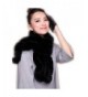 Flower Brim Real Rex Rabbit Fur Scarf for - Black - C312IYTLE3R