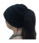TheFound Women Winter Warm Knitted Ponytail Beanie Hat Messy High Bun Stretch Ribbed Cap - Black - CL186ANH8O8