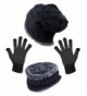 HindaWi Slouchy Beanie Scarves Mittens - Hat+ Scarf+ Gloves (Black) - CG1805YUCQZ