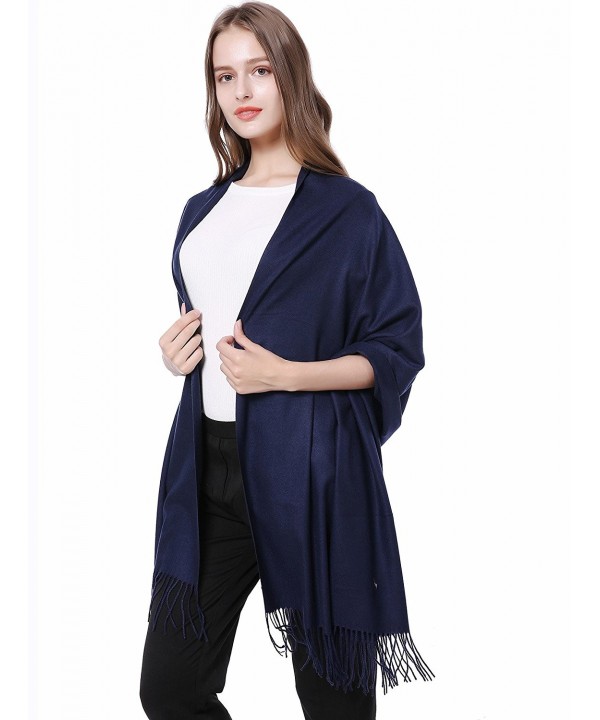 JAKY Global Cashmere Scarf Pashminas Wraps Shawl Super Soft Warm 78" x 27" Scarves Women Men - Navy - CR12N9LBAV5