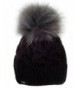 Frost Hats Warm and Soft Winter Beanie With Detachable Genuine Fox Fur Pom M-179SRN - Black - C911ZTTBKM1