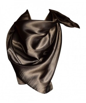 Elegant Large Silk Feel Solid Color Satin Square Scarf Wrap 36" by 36" - Black - CL12NUKF2LQ