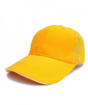Unisex Men Women Baseball Cap Cotton Netted Trucker Mesh Blank Visor Adjustable Hat - Yellow With White Side - CL185EXZT3Y