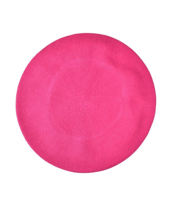 Landana Headscarves Beret For Women 100% Cotton Solid - Hot Pink - CP184OQL5MW