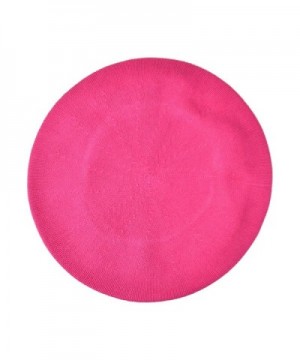 Landana Headscarves Beret For Women 100% Cotton Solid - Hot Pink - CP184OQL5MW