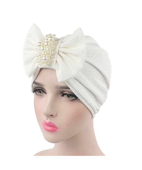 Raylans Womens Bowknot Turban Headwear Puggaree - White - CX12NA0V32H