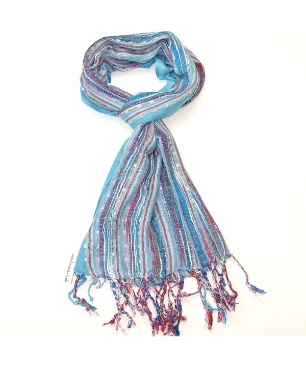 Lovarzi Women's Colourful Scarf - Versatile and dazzling scarf for women - Turquoise Blue - CT116MS07GD