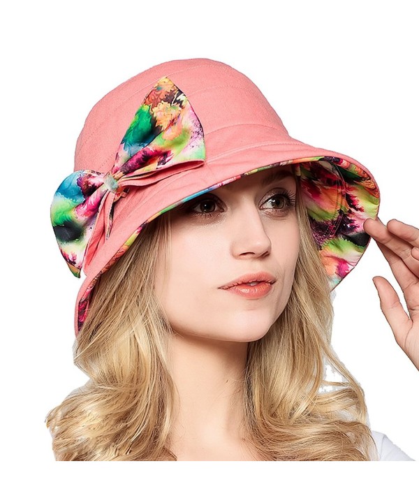 Yimidear Fashion Women Summer Beach Hat Ladies Large Brim Anti-UV Hat Foldable Sunhat - Pink - CG1218P59PN