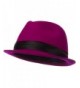 Ladies Wool Felt Fedora Hat - Fuchsia - C01190QL6RD