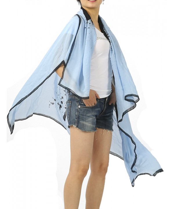 Platonic Love Large Silk Square Scarf- Soft Lightweight Shawl- Blue Women Beach Coverup 5654" - Light Blue - C418076XS2M