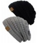 C.C Trendy Warm Chunky Soft Stretch Cable Knit Beanie Skully- 2 Pack - Beige/Dark Olive - C5185UKAK05