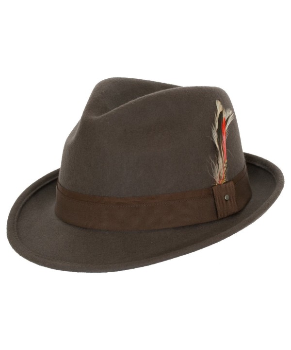 9th Street Men's 100% Wool 'Verve' Trilby Fedora Hat (3 Colors) - Brown - CX12M0UJO3X