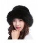 Valpeak Womens Winter Hat Knitted Mink Real Fur Hats With Fox Brim - Black - CJ12LL92Q1B