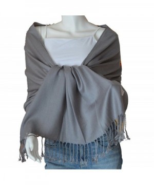 SCARF_TRADINGINC Large Soft 100% Twill Pashmina Scarf Shawl Wrap - Gray - CO11SEEQRIP