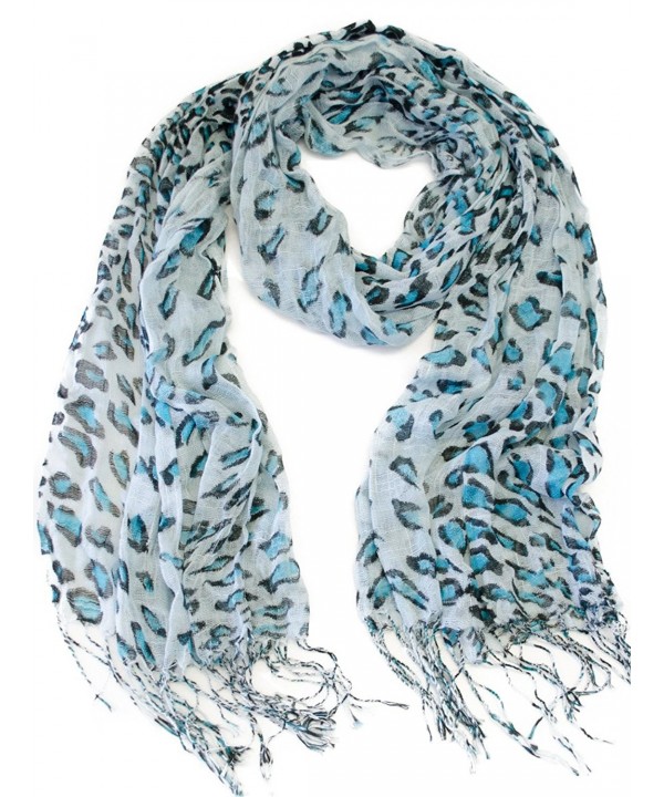 VegasHorizon Polyester Leopard Print Scarf - LightBlue - C511M9CT9PL