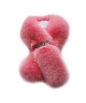 Tenworld Women's Winter Warm Soft Fur Pom Pom Shawl Scarf - Pink - C312N4OOEJT