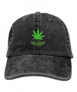 Funny 100% VEGAN Leaf Weed Adult Sport Adjustable Baseball Cap Cowboy Hat - Black - CA18699397A