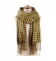 SOJOS Womens Plaid Scarf Large Long Blanket Check Wrap Shawl with Tassel SC315 - C10 Yellow&blue Plaid - CJ187G68I27