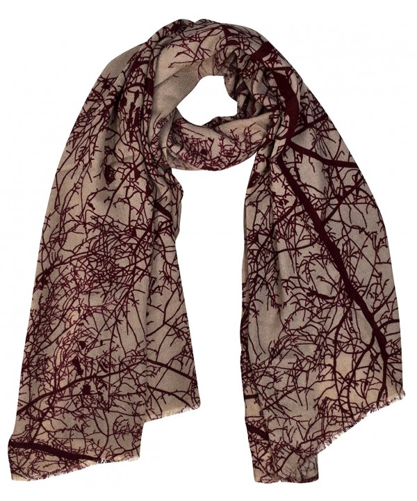 Peach Couture Soft and Sheer Wool Blend Scarf Shawl Wrap - Winter Tree Taupe - C3186ORLO2W