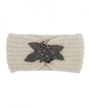 Deamyth Winter Women Knitting Wool Leaves Headband Bow Hairband - Beige - CT12O6D8AEE