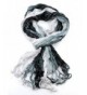 NYFASHION101 Shiny Glitter Sparkly Multicolor Frayed Ends Crinkle Viscose Scarf - Black/White/Steel Blue - CO11MU59AEL