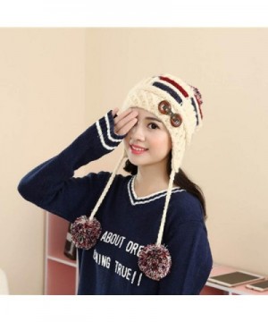 Women Winter Braided Beanie Earflap in Women's Skullies & Beanies